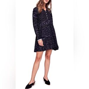 Free People Rain or Shine Black Space Dyed Dress - Size Large